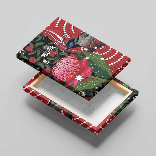 Personalised Australia Waratah And Superb Fairywren Canvas Wall Art Aboriginal Art