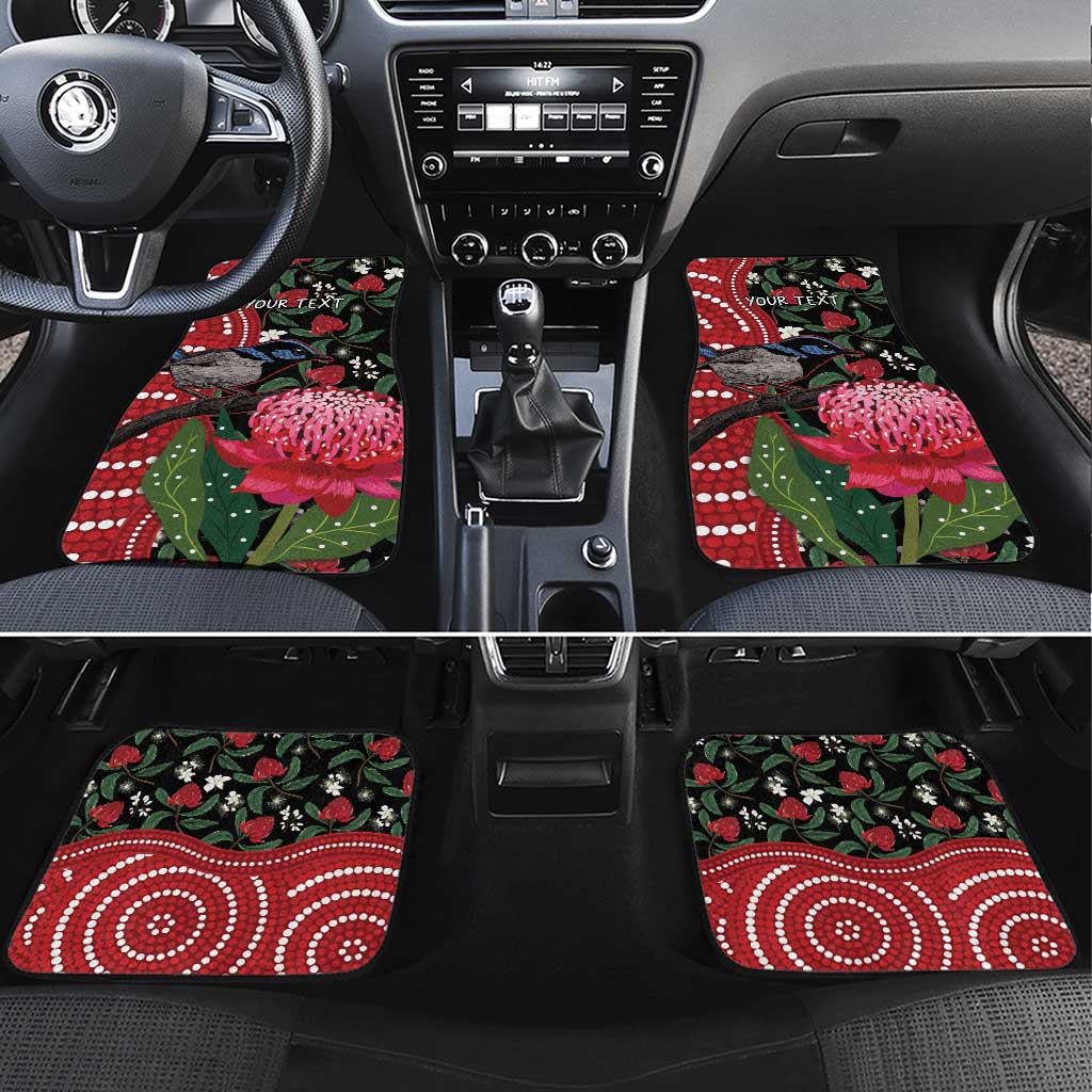 Personalised Australia Waratah And Superb Fairywren Car Mats Aboriginal Art