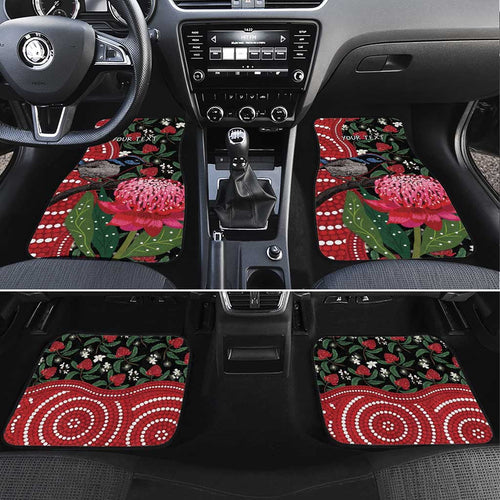 Personalised Australia Waratah And Superb Fairywren Car Mats Aboriginal Art