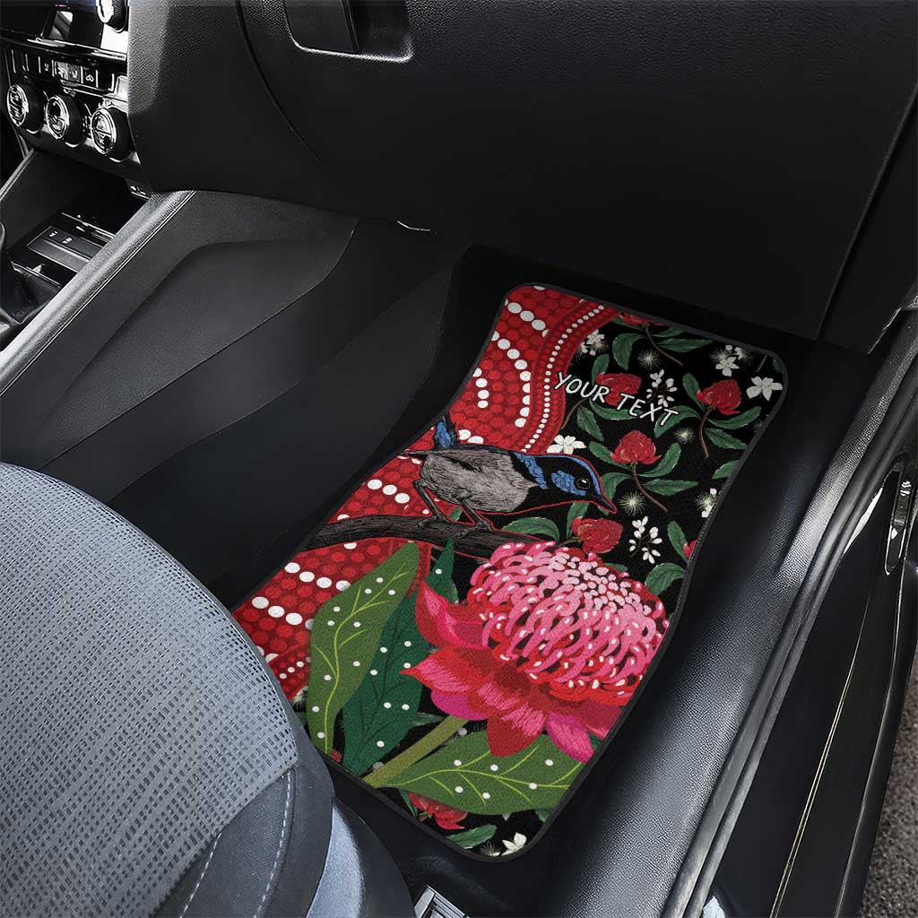 Personalised Australia Waratah And Superb Fairywren Car Mats Aboriginal Art