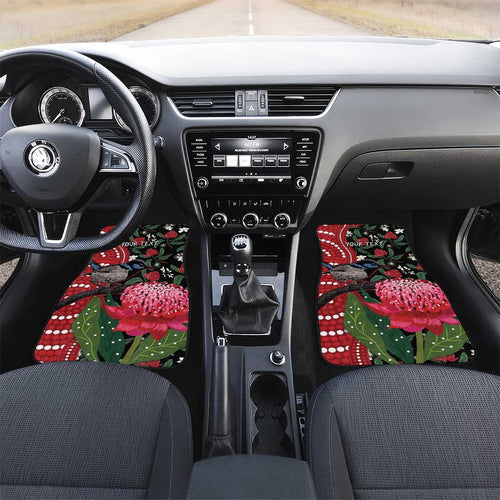 Personalised Australia Waratah And Superb Fairywren Car Mats Aboriginal Art