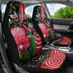 Personalised Australia Waratah And Superb Fairywren Car Seat Cover Aboriginal Art