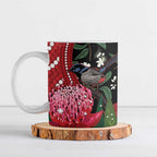 Personalised Australia Waratah And Superb Fairywren Ceramic Mug Aboriginal Art - Aussie Hoodie
