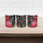 Personalised Australia Waratah And Superb Fairywren Ceramic Mug Aboriginal Art - Aussie Hoodie