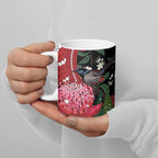 Personalised Australia Waratah And Superb Fairywren Ceramic Mug Aboriginal Art - Aussie Hoodie