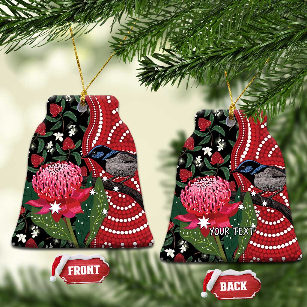 Personalised Australia Waratah And Superb Fairywren Ceramic Ornament Aboriginal Art - Aussie Hoodie