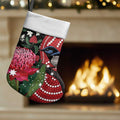 Personalised Australia Waratah And Superb Fairywren Christmas Stocking Aboriginal Art - Aussie Hoodie