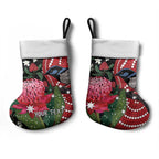 Personalised Australia Waratah And Superb Fairywren Christmas Stocking Aboriginal Art - Aussie Hoodie
