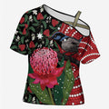 Personalised Australia Waratah And Superb Fairywren Cross Shoulder Shirt Aboriginal Art - Aussie Hoodie
