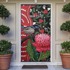 Personalised Australia Waratah And Superb Fairywren Door Cover Aboriginal Art - Aussie Hoodie