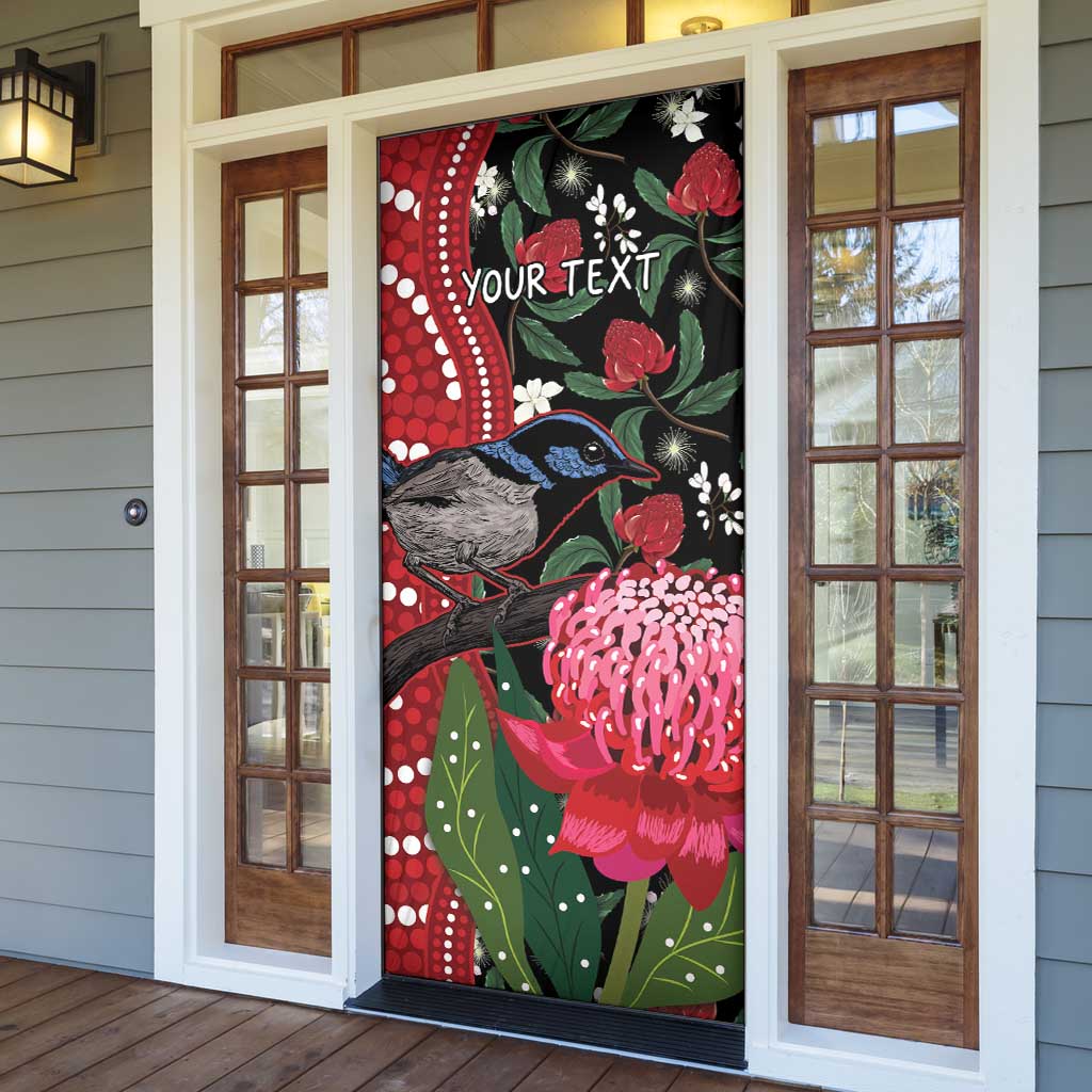 Personalised Australia Waratah And Superb Fairywren Door Cover Aboriginal Art - Aussie Hoodie