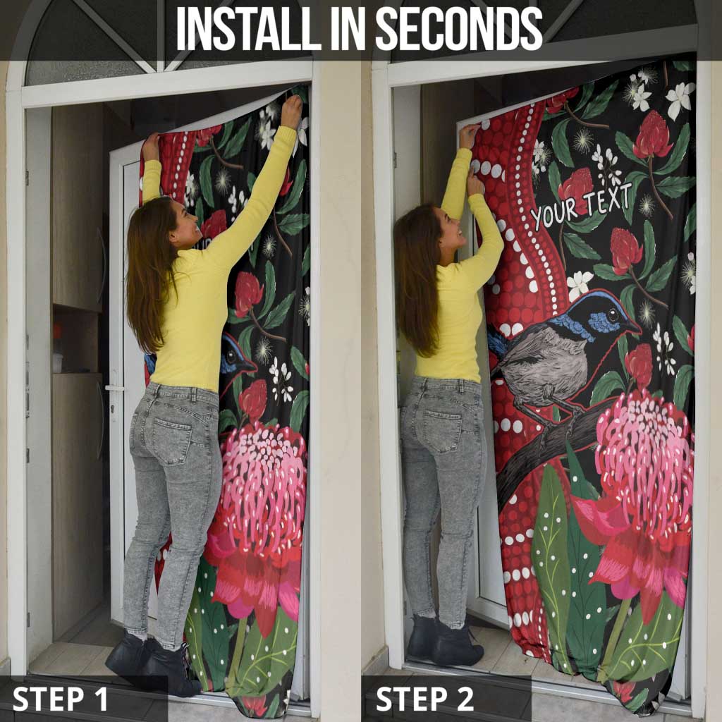 Personalised Australia Waratah And Superb Fairywren Door Cover Aboriginal Art - Aussie Hoodie