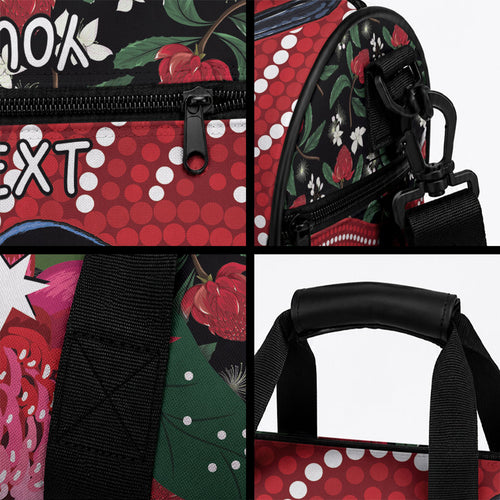 Personalised Australia Waratah And Superb Fairywren Duffle Bag Aboriginal Art