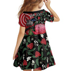 Personalised Australia Waratah And Superb Fairywren Family Matching Long Sleeve Bodycon Dress and Hawaiian Shirt Aboriginal Art