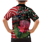 Personalised Australia Waratah And Superb Fairywren Family Matching Mermaid Dress and Hawaiian Shirt Aboriginal Art
