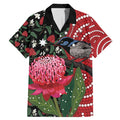Personalised Australia Waratah And Superb Fairywren Family Matching Mermaid Dress and Hawaiian Shirt Aboriginal Art