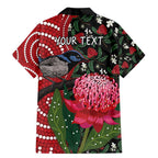 Personalised Australia Waratah And Superb Fairywren Family Matching Mermaid Dress and Hawaiian Shirt Aboriginal Art