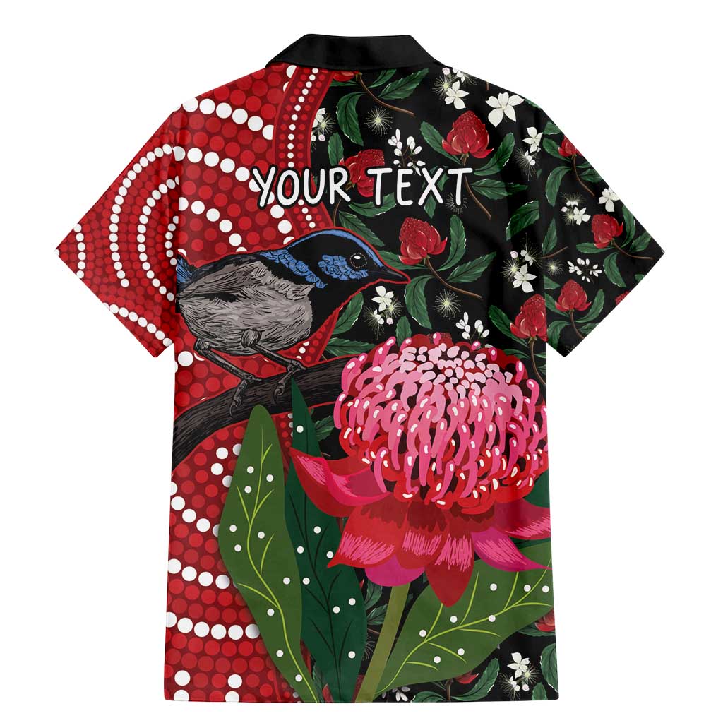 Personalised Australia Waratah And Superb Fairywren Family Matching Mermaid Dress and Hawaiian Shirt Aboriginal Art