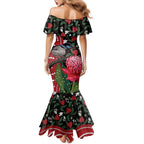 Personalised Australia Waratah And Superb Fairywren Family Matching Mermaid Dress and Hawaiian Shirt Aboriginal Art