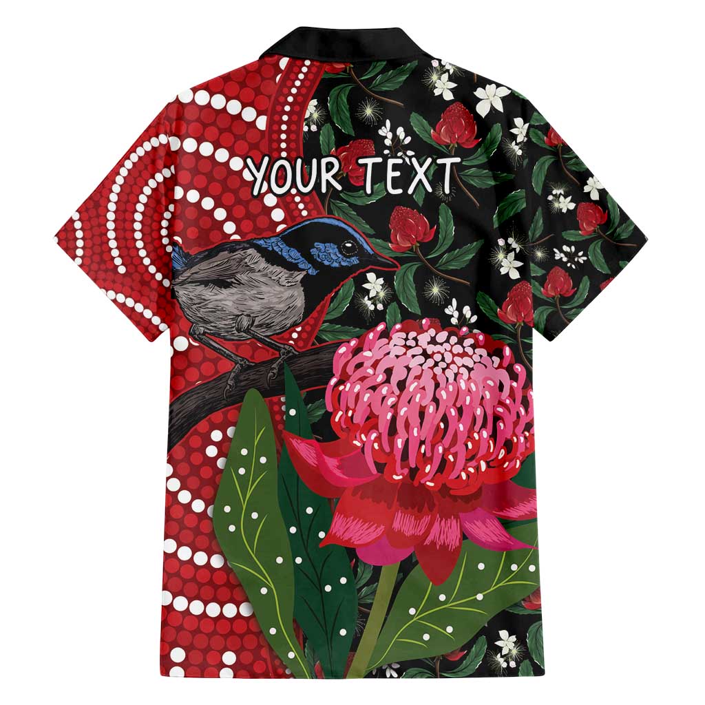 Personalised Australia Waratah And Superb Fairywren Family Matching Summer Maxi Dress and Hawaiian Shirt Aboriginal Art