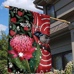 Personalised Australia Waratah And Superb Fairywren Garden Flag Aboriginal Art