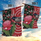 Personalised Australia Waratah And Superb Fairywren Garden Flag Aboriginal Art