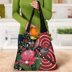 Personalised Australia Waratah And Superb Fairywren Grocery Bag Aboriginal Art