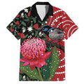 Personalised Australia Waratah And Superb Fairywren Hawaiian Shirt Aboriginal Art