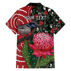 Personalised Australia Waratah And Superb Fairywren Hawaiian Shirt Aboriginal Art