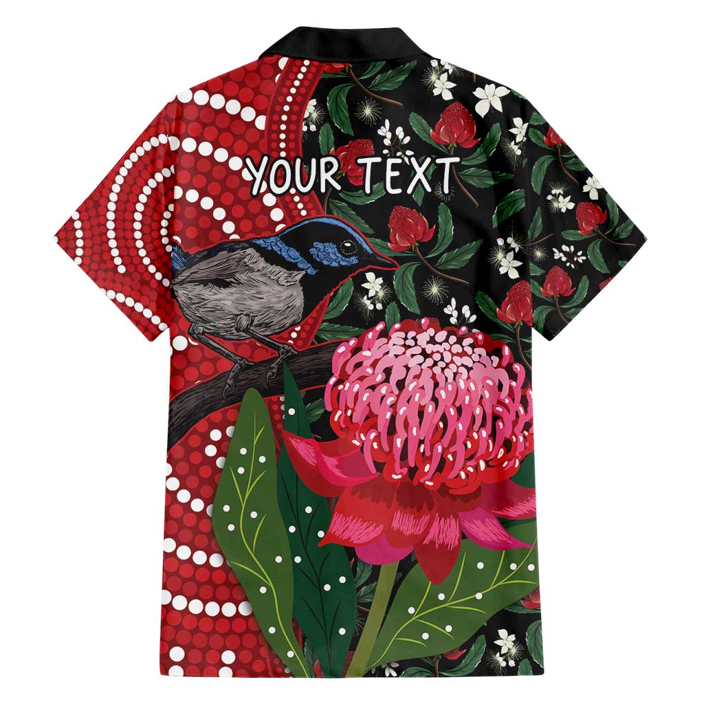 Personalised Australia Waratah And Superb Fairywren Hawaiian Shirt Aboriginal Art