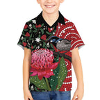 Personalised Australia Waratah And Superb Fairywren Hawaiian Shirt Aboriginal Art
