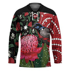 Personalised Australia Waratah And Superb Fairywren Hockey Jersey Aboriginal Art - Aussie Hoodie