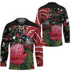 Personalised Australia Waratah And Superb Fairywren Hockey Jersey Aboriginal Art - Aussie Hoodie