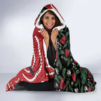 Personalised Australia Waratah And Superb Fairywren Hooded Blanket Aboriginal Art