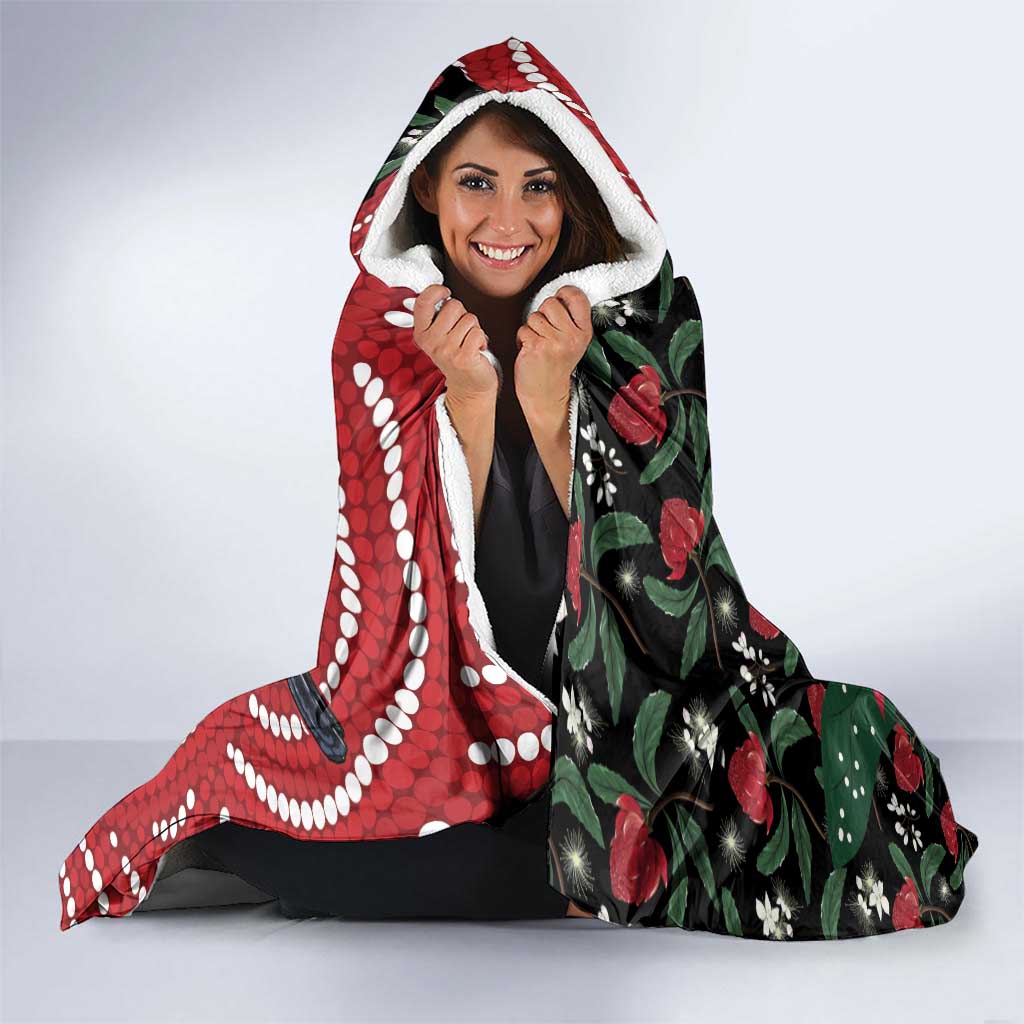 Personalised Australia Waratah And Superb Fairywren Hooded Blanket Aboriginal Art