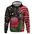 Personalised Australia Waratah And Superb Fairywren Hoodie Aboriginal Art