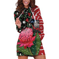Personalised Australia Waratah And Superb Fairywren Hoodie Dress Aboriginal Art