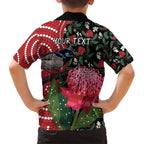 Personalised Australia Waratah And Superb Fairywren Kid Hawaiian Shirt Aboriginal Art