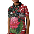 Personalised Australia Waratah And Superb Fairywren Kid Polo Shirt Aboriginal Art