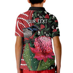 Personalised Australia Waratah And Superb Fairywren Kid Polo Shirt Aboriginal Art