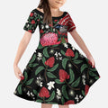 Personalised Australia Waratah And Superb Fairywren Kid Short Sleeve Dress Aboriginal Art