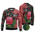 Personalised Australia Waratah And Superb Fairywren Ugly Christmas Sweater Aboriginal Art - Aussie Hoodie