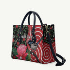Personalised Australia Waratah And Superb Fairywren Leather Bag Aboriginal Art - Aussie Hoodie