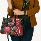 Personalised Australia Waratah And Superb Fairywren Leather Bag Aboriginal Art - Aussie Hoodie