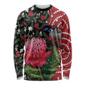 Personalised Australia Waratah And Superb Fairywren Long Sleeve Shirt Aboriginal Art