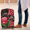 Personalised Australia Waratah And Superb Fairywren Luggage Cover Aboriginal Art