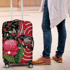 Personalised Australia Waratah And Superb Fairywren Luggage Cover Aboriginal Art