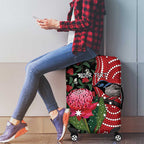 Personalised Australia Waratah And Superb Fairywren Luggage Cover Aboriginal Art