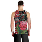 Personalised Australia Waratah And Superb Fairywren Men Tank Top Aboriginal Art