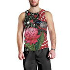 Personalised Australia Waratah And Superb Fairywren Men Tank Top Aboriginal Art